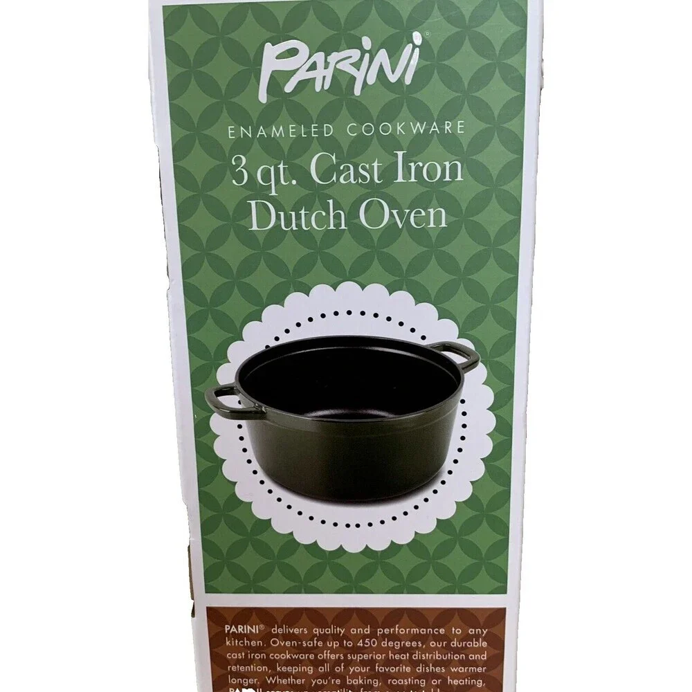 Parini 3 Qt. Cast Iron Dutch Oven Enameled Cookware Non-Stick New in Box